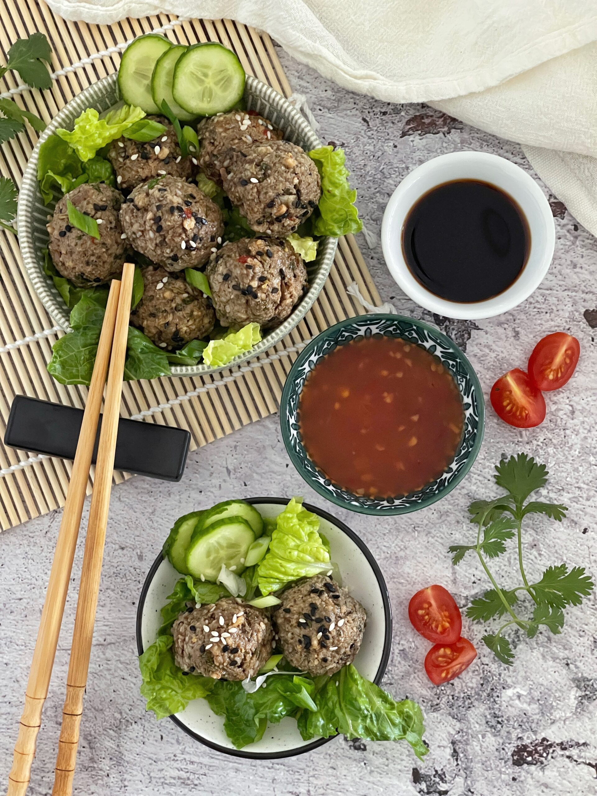 Asiatische Fleischbällchen - glutenfrei - Kochlöffeljunkies Asiatische Fleischbällchen - glutenfrei - Kochlöffeljunkies